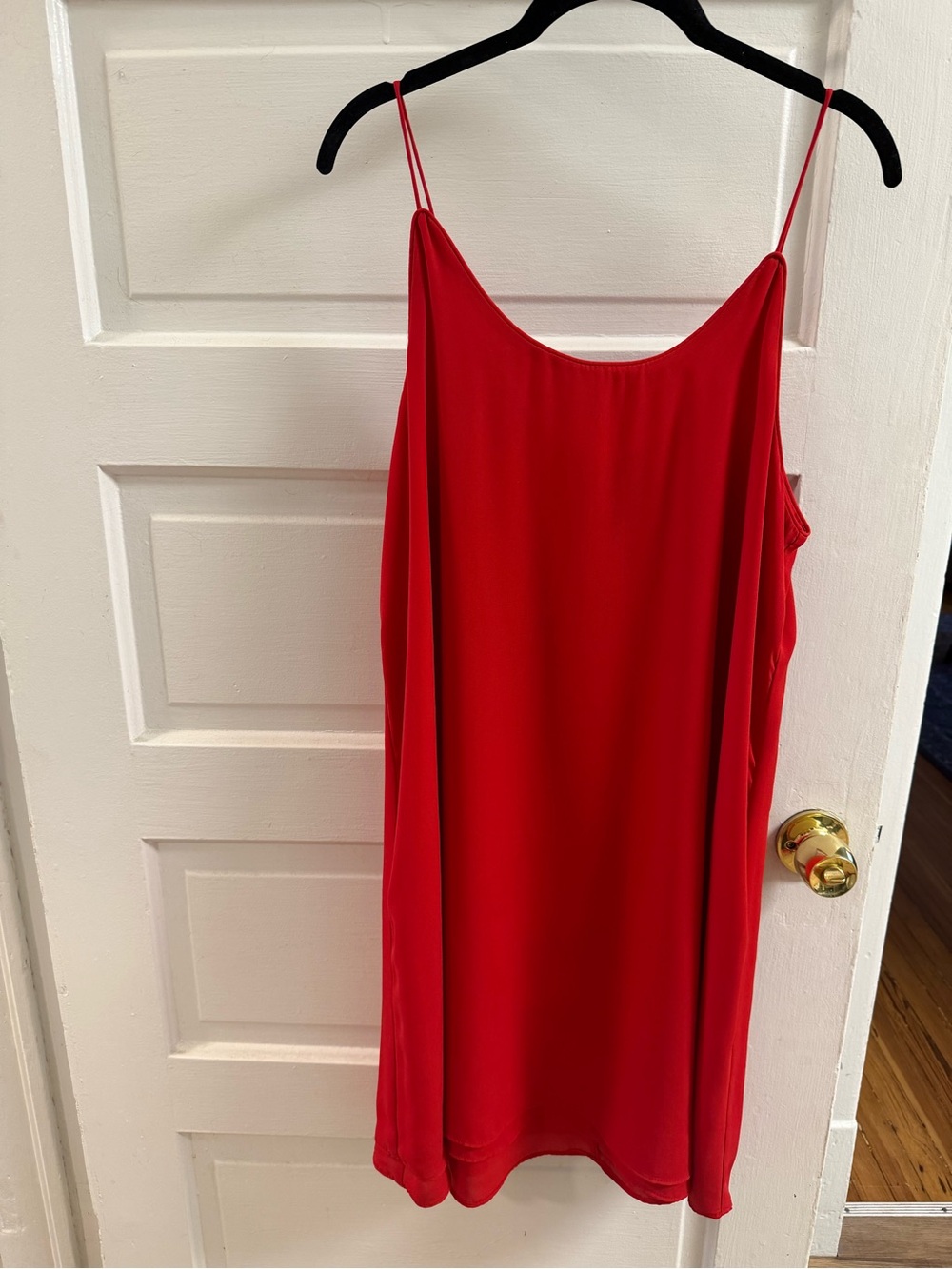 Red Mini Slip Dress with Spaghetti Straps
